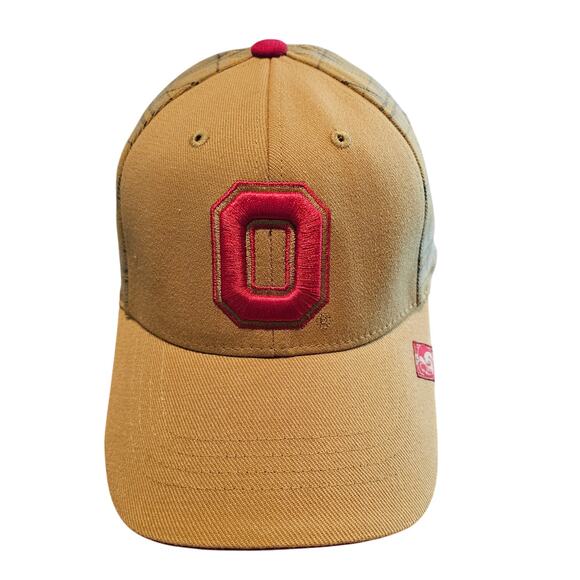 Vintage Ohio State University Buckeyes Strapback Hat Cap 90s Brown Plaid Retro - Picture 1 of 8
